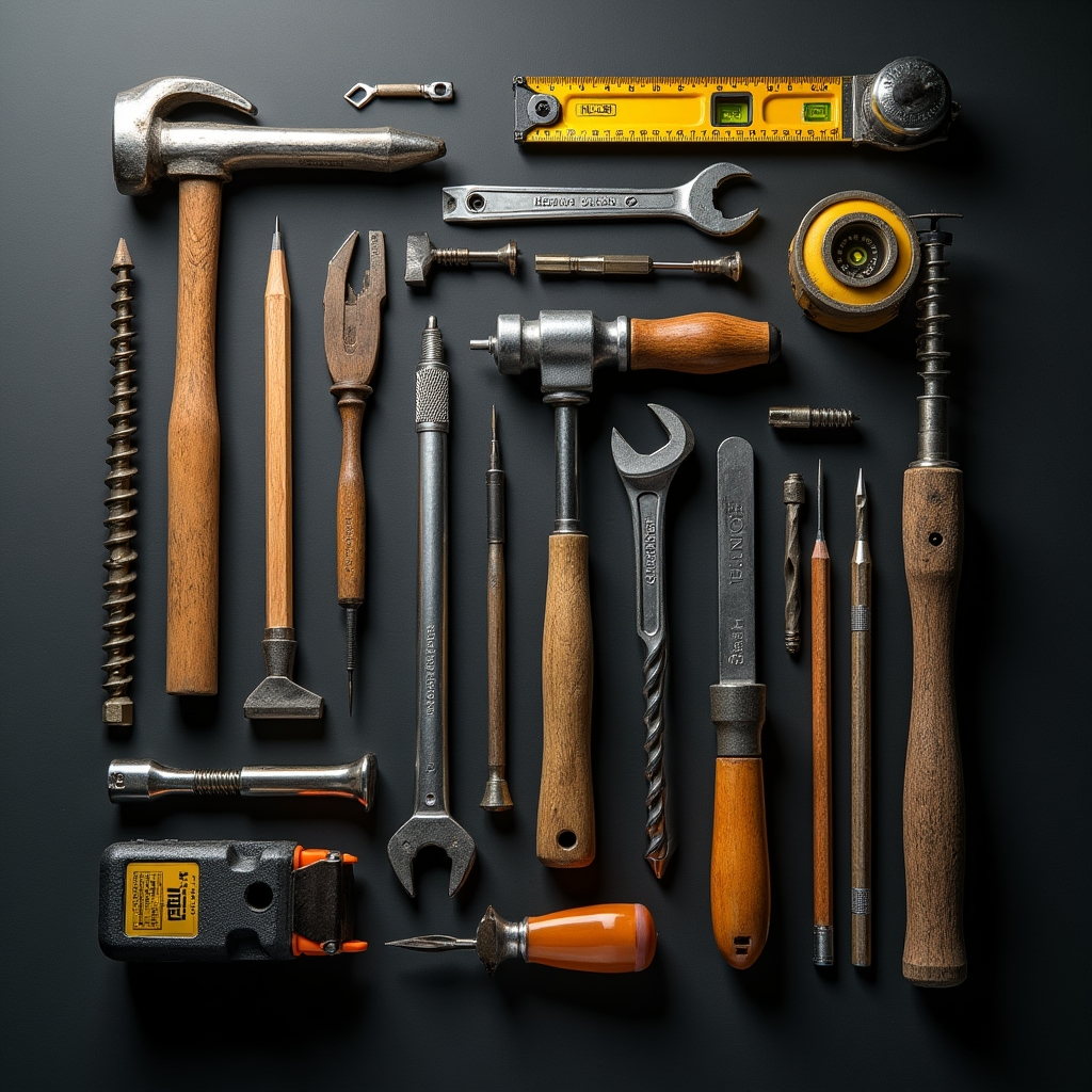 Szerszámok és munkahely közelről