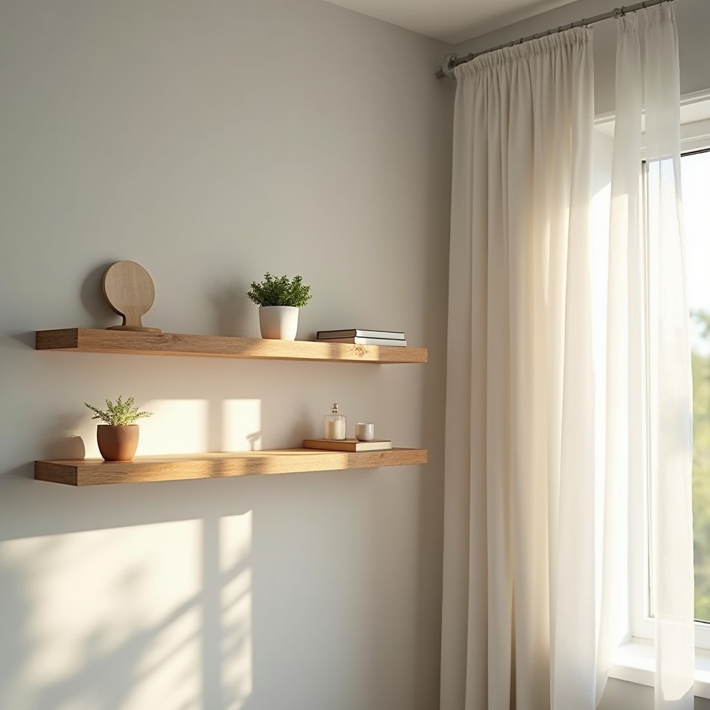 Polc és függönyrúd felszerelése falra